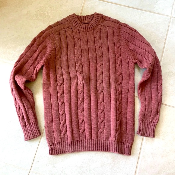 Other - Vintage 100% wool cable knit sweater dusty pink/mauve